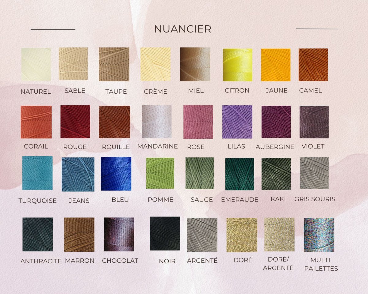 le nuancier des coloris pour les coquillages